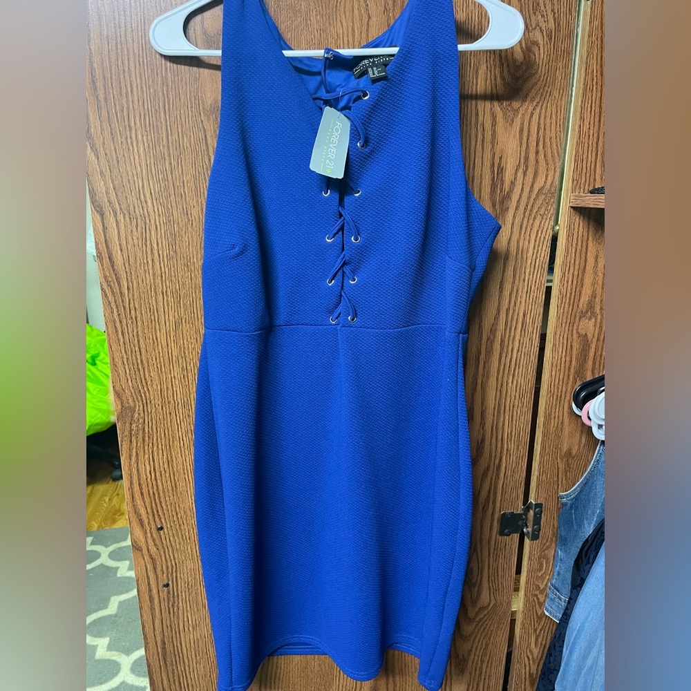 Blue lace front dress 0X XL new with tags
